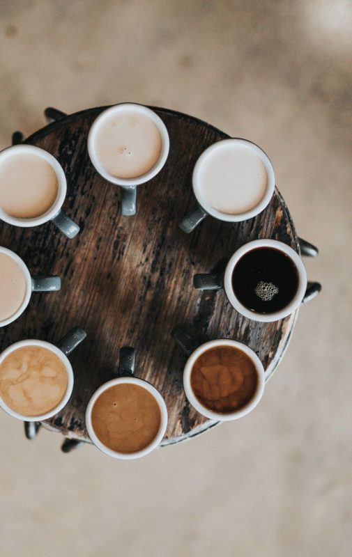 coffee cups on a circle table
